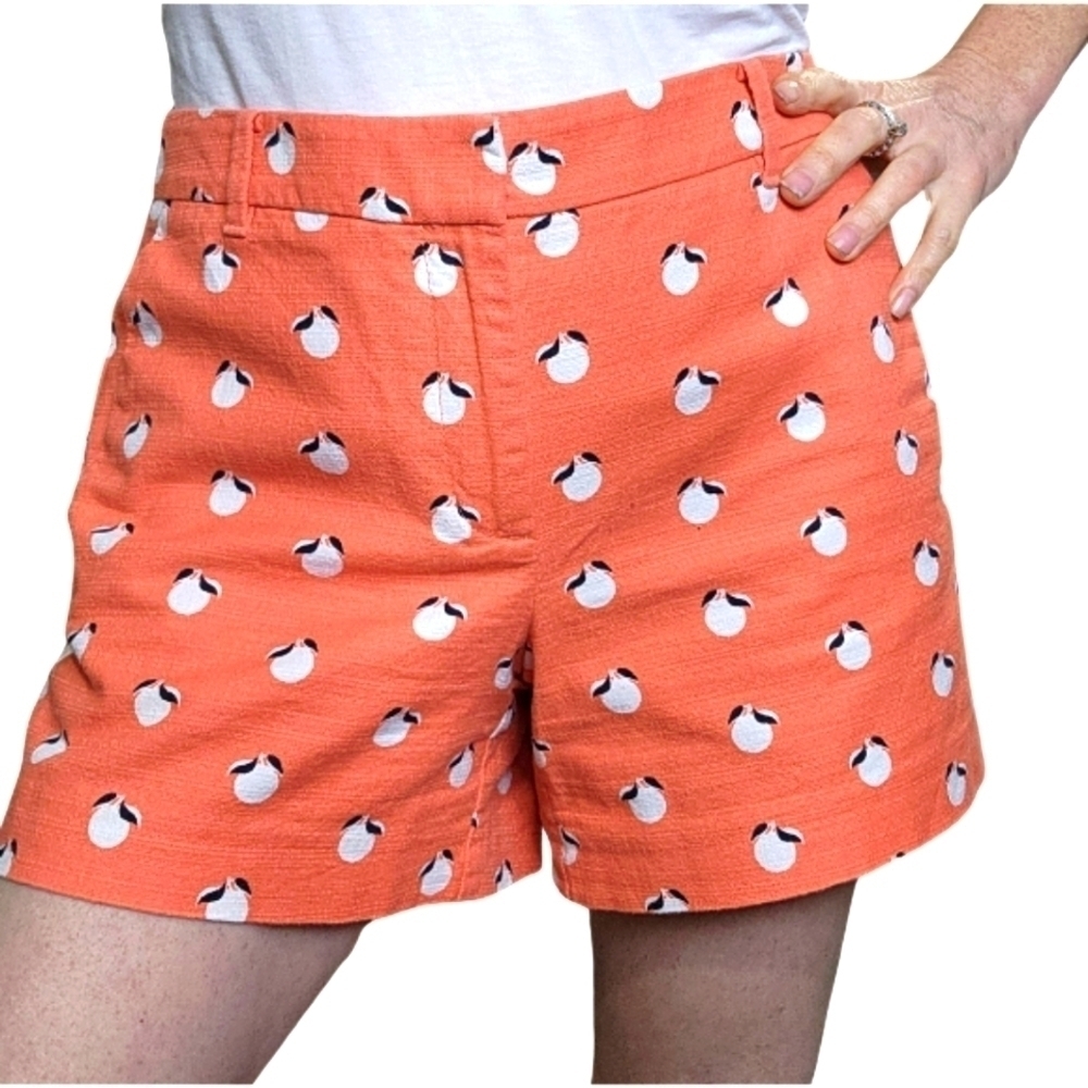 Shorts Peach fruit all over print Cotton blend Pockets  ANN TAYLOR